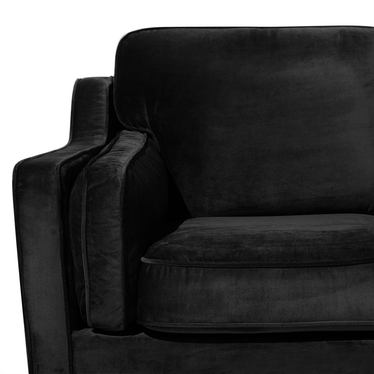 3-SITZER-SOFA Samtstoff Schwarz Lokka - Schwarz, Textil (204/85/83cm) - Beliani