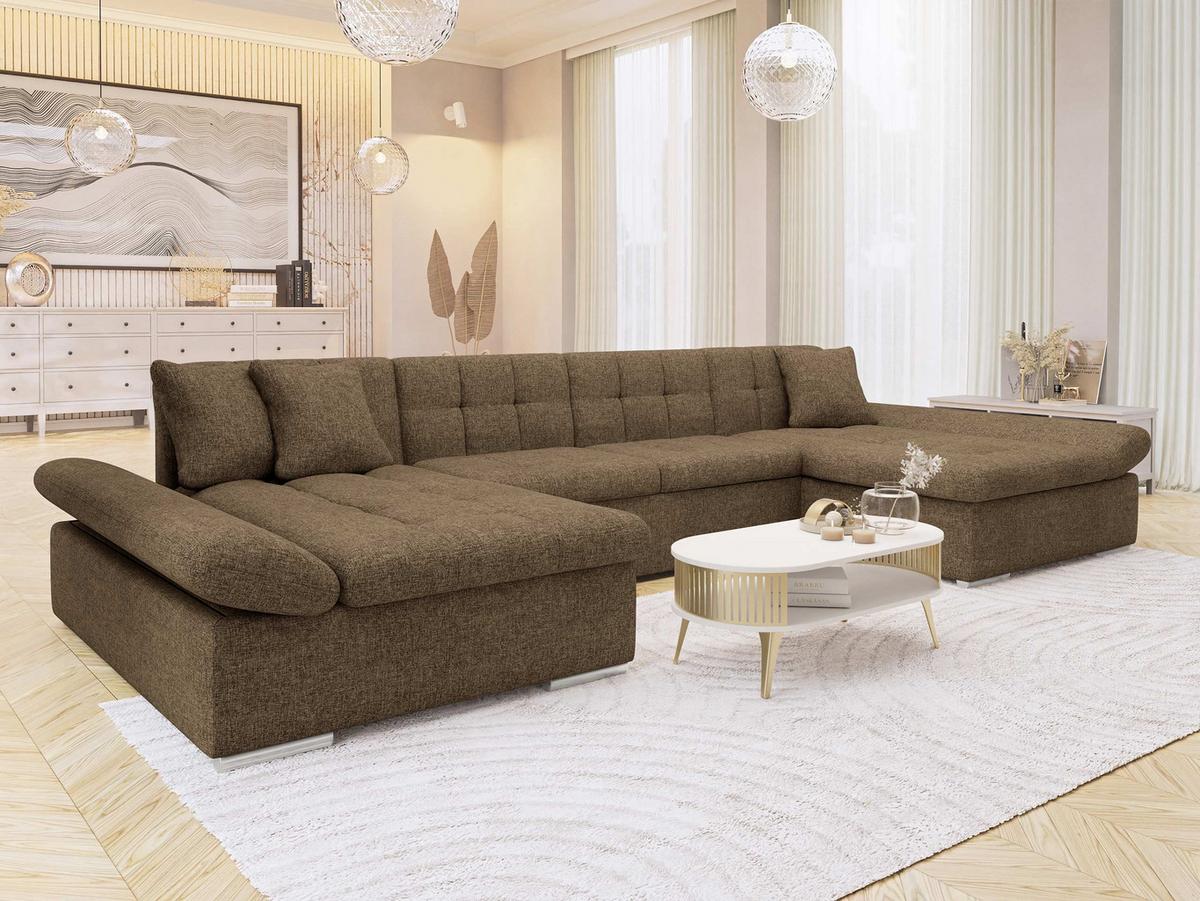 WOHNLANDSCHAFTEN Alia - Nussbaumfarben, Holz/Textil (360/75/160cm) - MIRJAN24