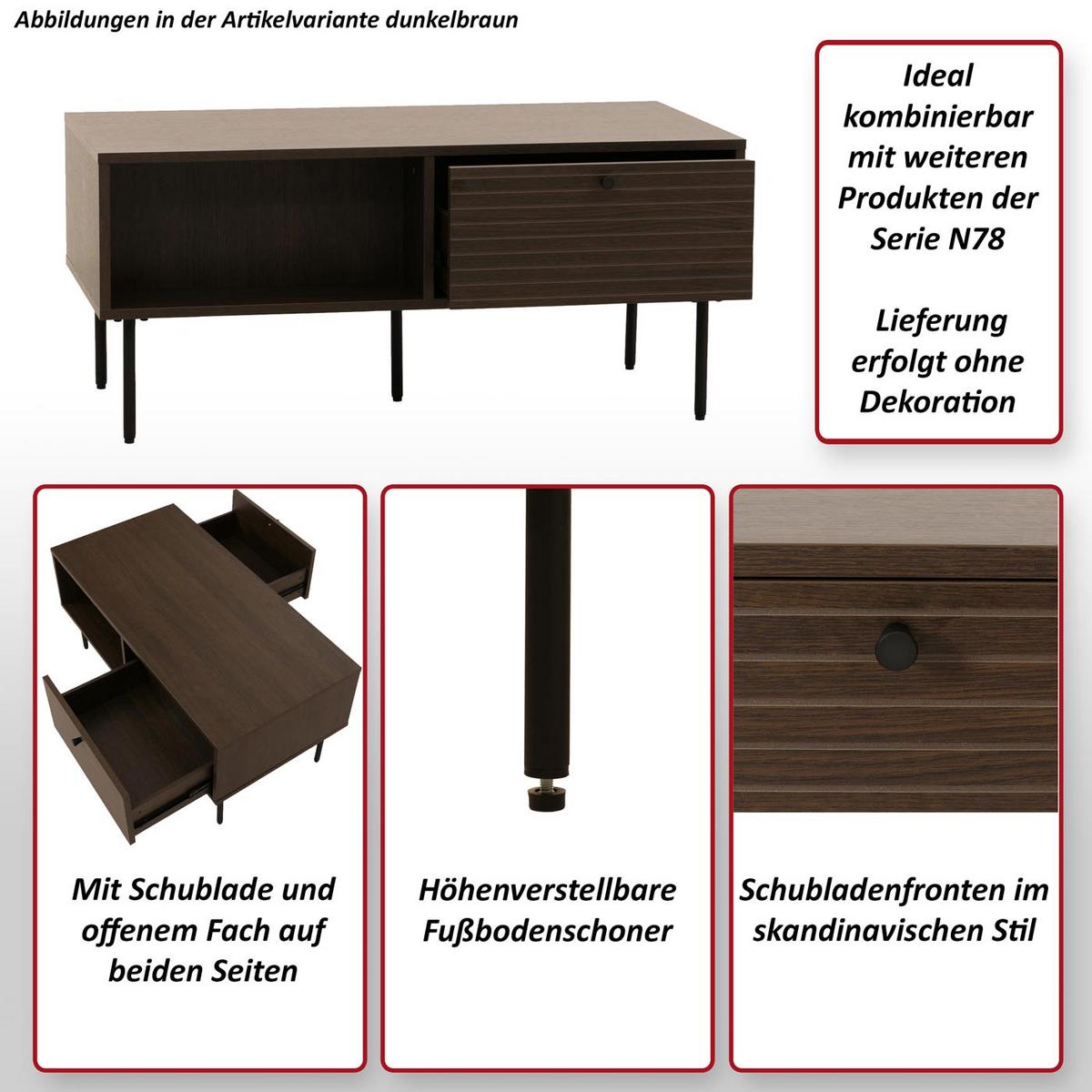 COUCHTISCH eckig Braun - Braun, Holz (50/100/45cm) - MCW