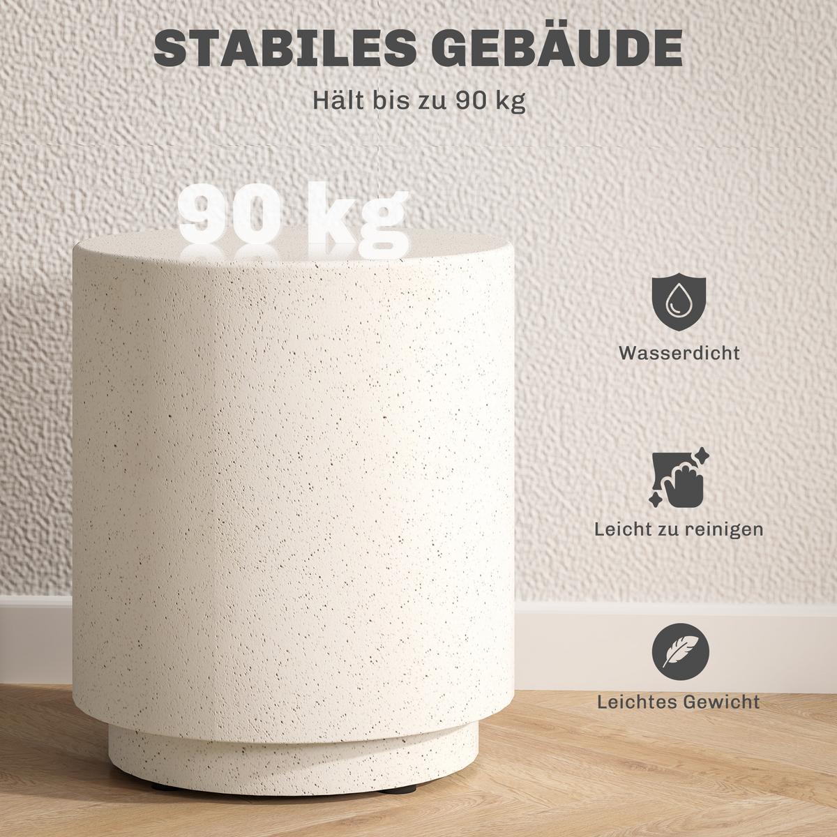 BEISTELLTISCH Anorganisches Erzpulver Cremeweiß - Creme, Naturmaterialien (37/37/43cm) - HOMCOM