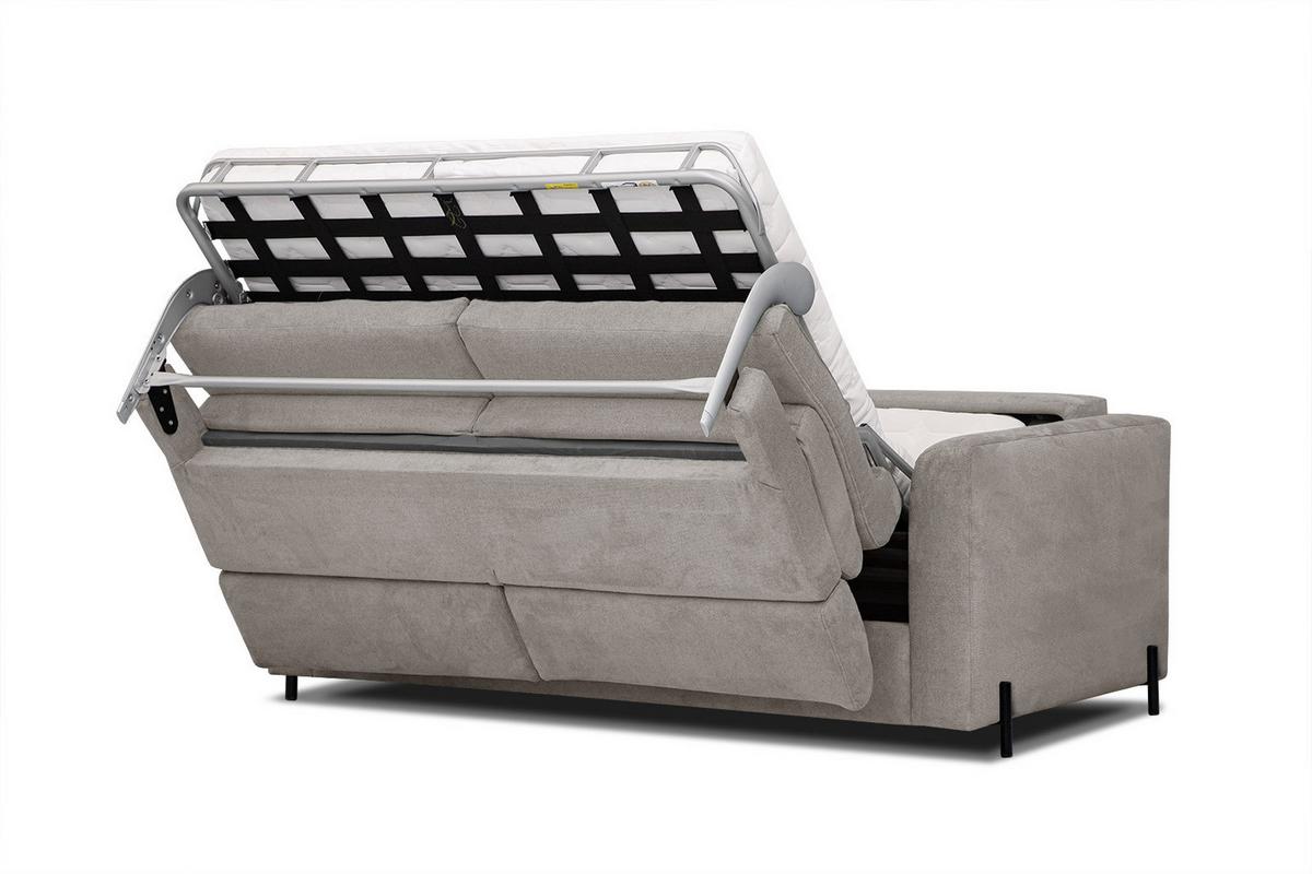 SOFA MEZO 3-Sitzer mit Schlaffunktion, taupe - Taupe/Schwarz, Holz/Textil (232/90/107cm) - Wozimo