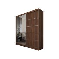 SCHWEBETÜRENSCHRANK MIRELLA 200/216/61 cm Modern Kleiderschrank 2-türig mit Spiegel Nussbaumfarben - Nussbaumfarben, Holzwerkstoff (200/216/61cm) - MASSENO