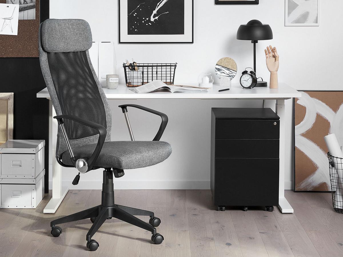 BÜROSTUHL Polyester Grau Pioneer - Grau, Kunststoff/Textil (63/118/63cm) - Beliani