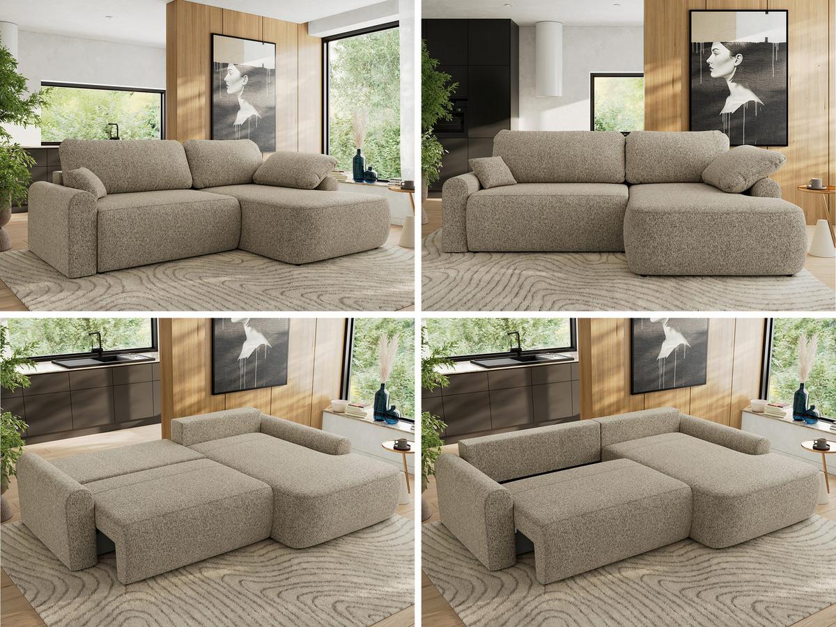 ECKSCHLAFSOFA CUBO L Dunkelbeige Struktur - rechts - Sandfarben/Beige, Kunststoff/Textil (187/273cm) - MKS