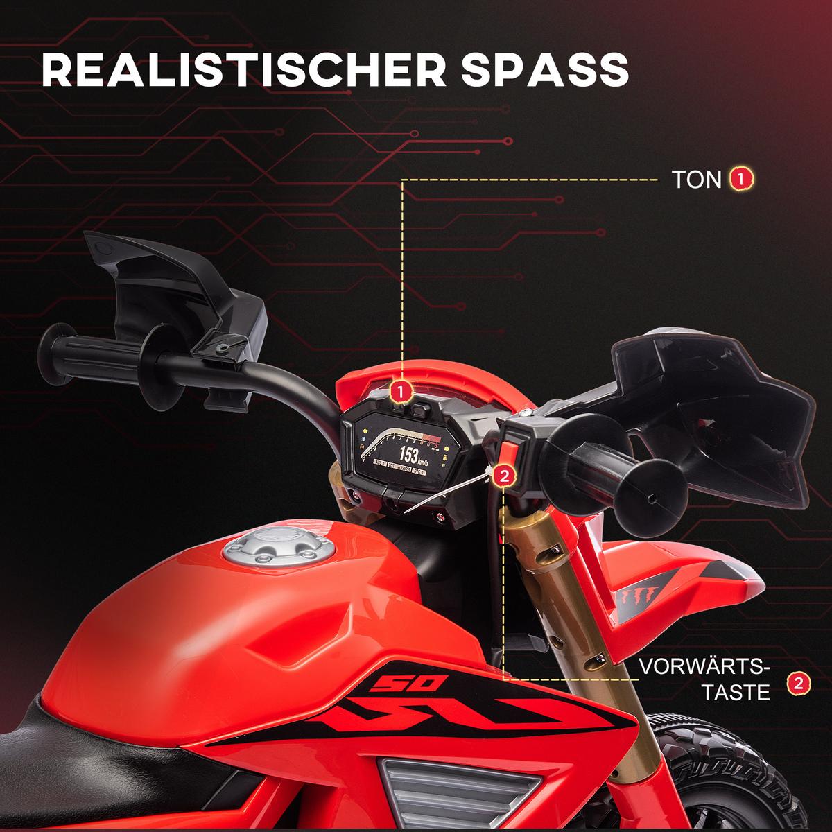 KINDER Elektro-Motorrad 6V Kindermotorrad 3 km/h 3-8 Jahre Kinder Rot - Rot, Kunststoff (105/57/62cm) - AIYAPLAY