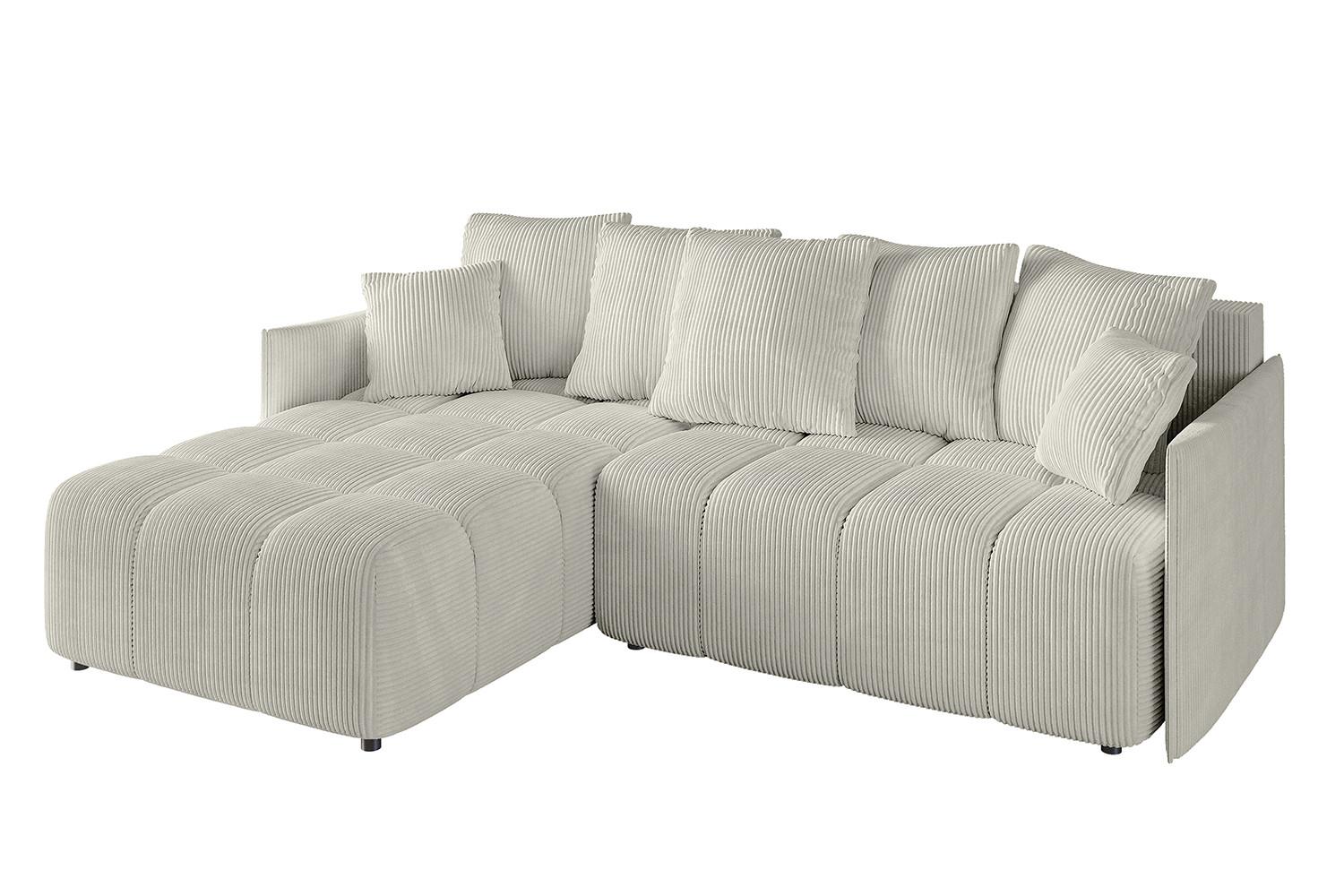 ECKSOFA Ottomane links LONLI-L 251x189x68 Creme Cord - Ecru/Creme, Holzwerkstoff/Kunststoff (251/189cm) - ALTDECOR