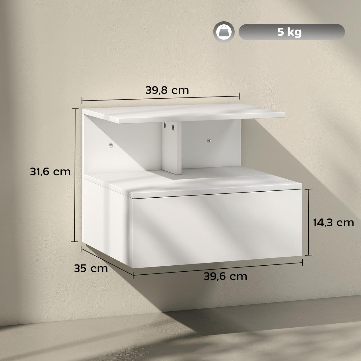 NACHTTISCH Spanplatte Weiß - Weiß, Holzwerkstoff (35/31.6/39.8cm) - HOMCOM