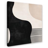 LEINWANDBILD Abstrakt - Japandi - Beige - Modern Deko Wohnzimmer 20x20 cm - Schwarz, Textil (20/20cm) - MuchoWow