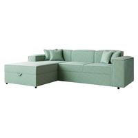 ECKSOFA Santos L, Seite: Links - Schwarz/Mintgrün, Holzwerkstoff/Kunststoff (253/166cm) - MIRJAN24