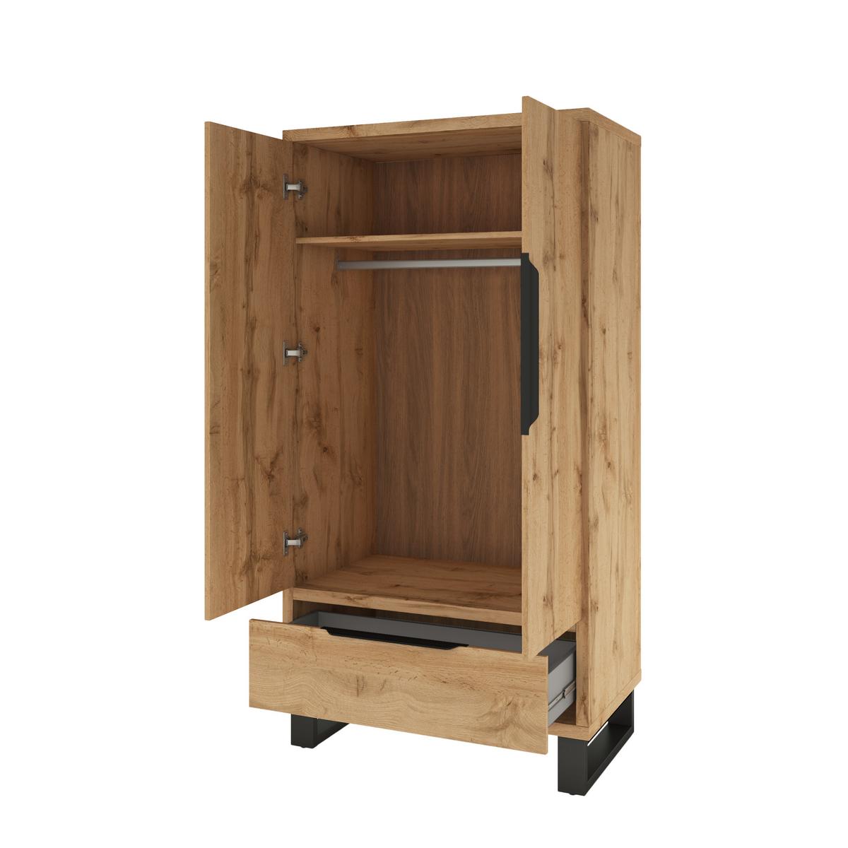 DREHTÜRENSCHRANK HALENZA 99/190/60 cm 2-türig Eiche Wotan - Eiche Wotan, Holzwerkstoff (99/190/60cm) - MASSENO