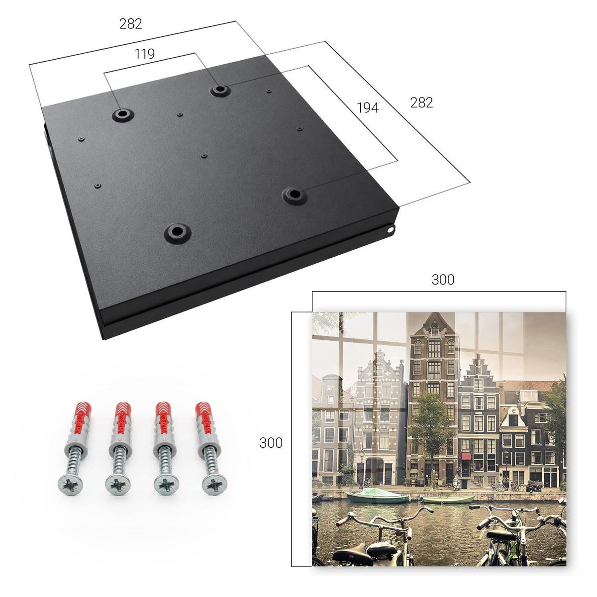 SCHLÜSSELBOX Schwarz 30x30 cm- Türöffnung nach rechts - Stadtfrieden - Braun, Metall (30/30/5cm) - TULUP