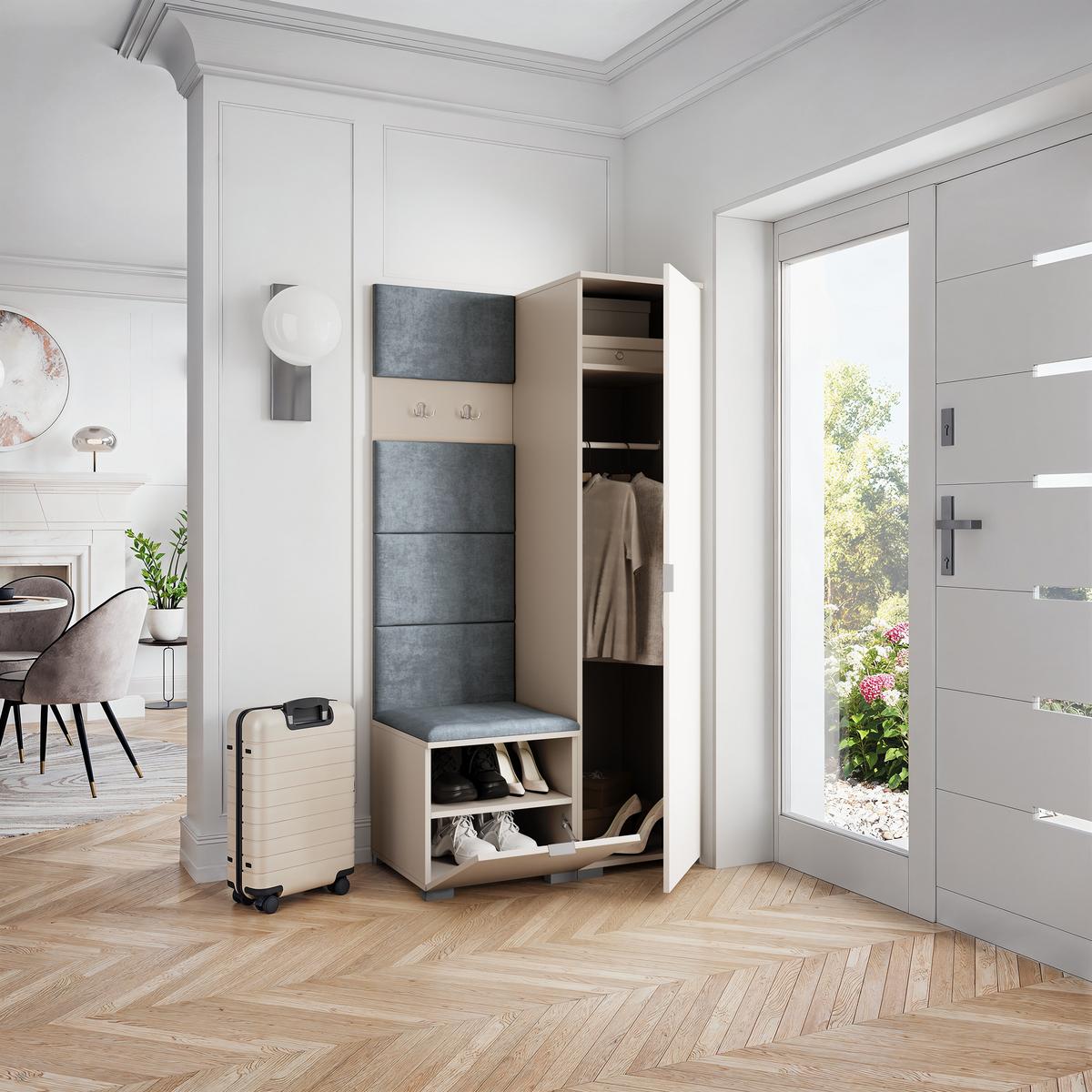 GARDEROBENSCHRANK LORI 95/181/51 cm Modern Garderobe-Set Kaschmir - Kaschmir/Grau, Holzwerkstoff (95/181/51cm) - MASSENO