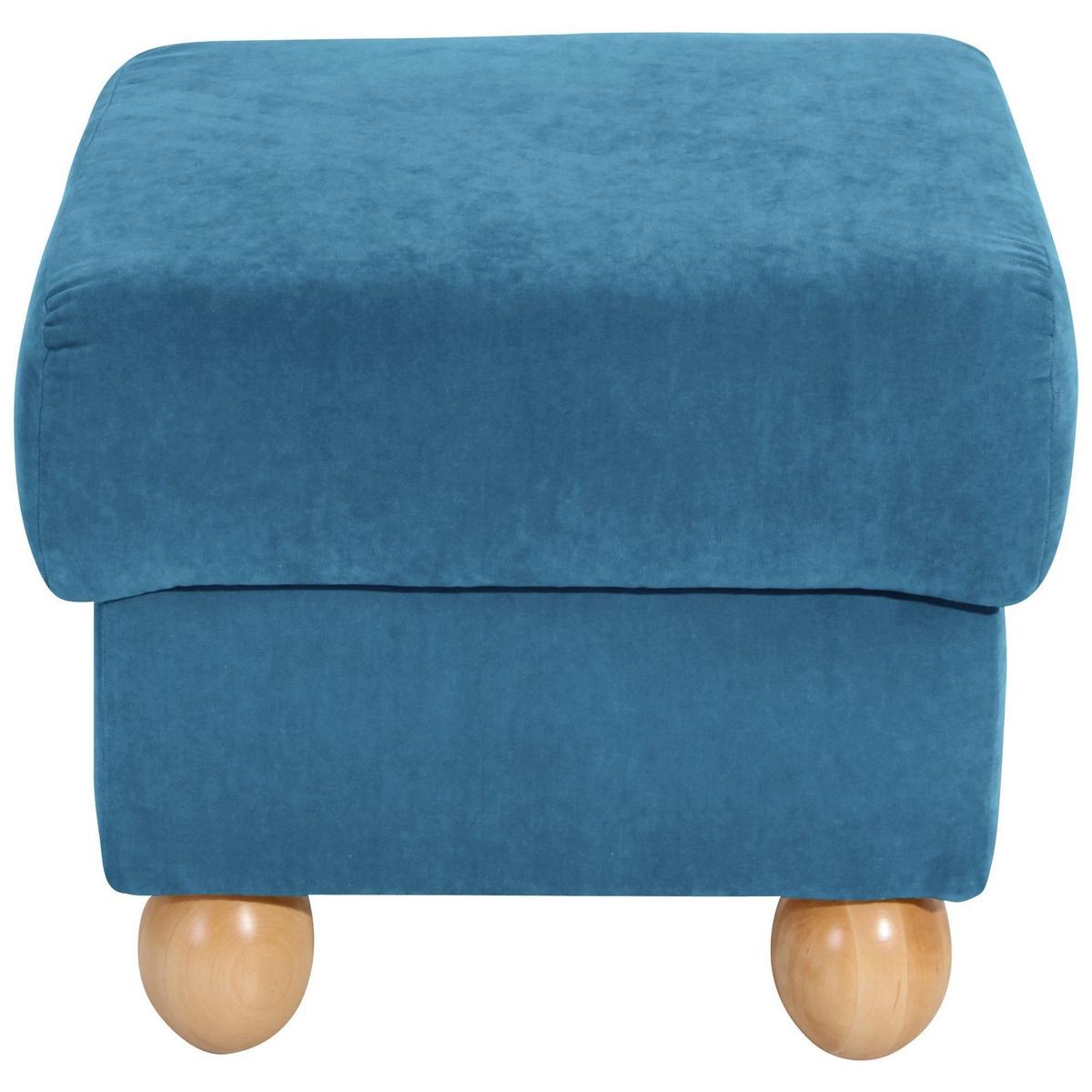HOCKER Kasha Bezug Veloursstoff Buche natur / petrol - Buchefarben/Petrol, Kunststoff (54/48/54cm) - 58aufmkessel