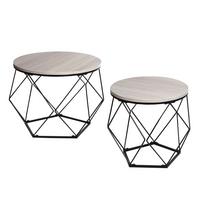 COUCHTISCH-SET rund Eiche Grau Dekor - Silbereichenfarben, Holz (52/52/42cm) - MCW
