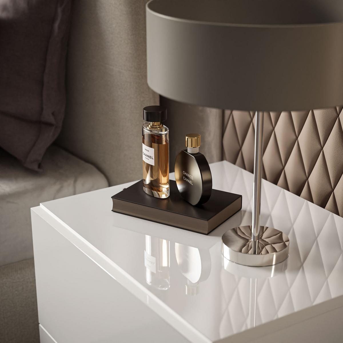 NACHTTISCH AURA LUX PUSH OPEN auf Beinen – Beinfarbe: Chrom - Weiß, Holzwerkstoff (45/55/38.5cm) - Lookway