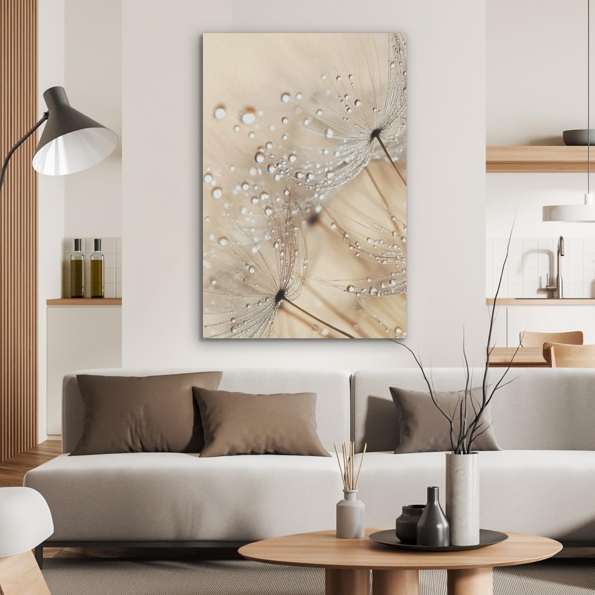 AKUSTIKBILD Löwenzahn - Abstrakt - Natur - Beige Wanddeko 70x100 cm - Braun, Kunststoff (70/100/0.9cm) - MuchoWow