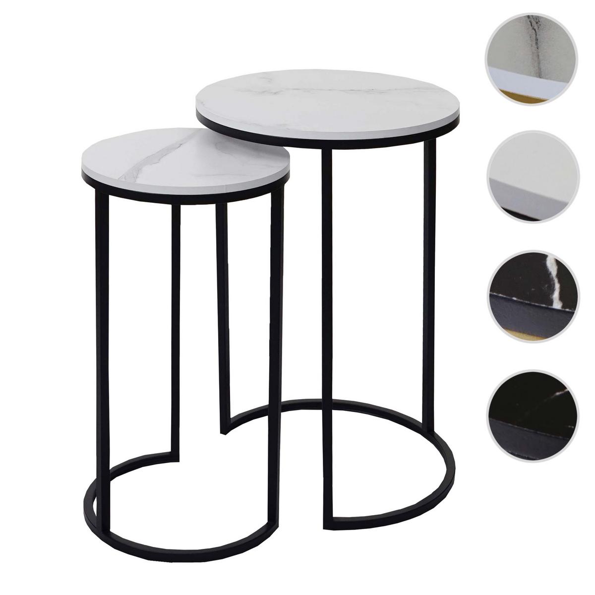 BEISTELLTISCH rund Weiß, Schwarz 2er-Set - Schwarz/Weiß, Holzwerkstoff (40/40/64cm) - MCW