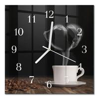 WANDUHR aus Glas 30x30 cm - Kaffee - Braun, Glas (30/30/0.4cm) - TULUP