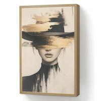 WANDLEUCHTE MIT AKKU Frau - Hut - Farbe 40x60 cm - Creme, Holzwerkstoff (40/60/8cm) - OnlyWow
