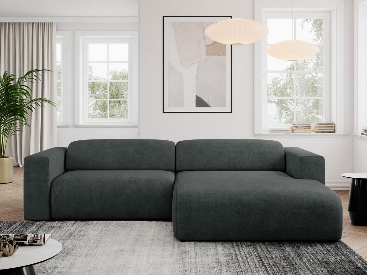 OFERTA WYCOFANA ECKSOFA PASADENA Dunkelgrau Struktur Rechts Seite - Dunkelgrau/Schwarz, Kunststoff/Textil (288/180cm) - MKS