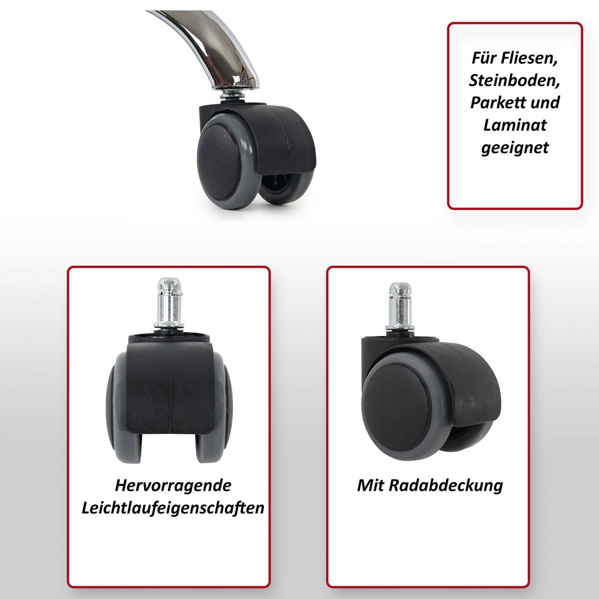 HARTBODENROLLEN 5ER SET Schwarz, Grau 5er-Set - Schwarz/Grau, Metall (1/1/1cm) - MCW