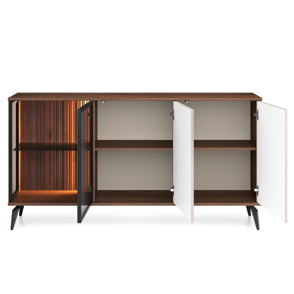 SIDEBOARD TRAMONTO 154/80/39cm 3 Türen Nussbaumfarben - Kaschmir/Nussbaumfarben, Holzwerkstoff (154/80/39cm) - MASSENO