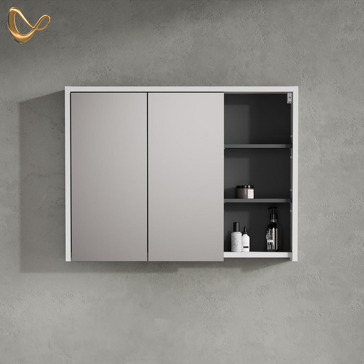 BADSPIEGELSCHRANK Vomano Weiß/Anthrazit 100 x 75 cm - Anthrazit/Weiß, Holzwerkstoff (100/75/18cm) - Livinity®
