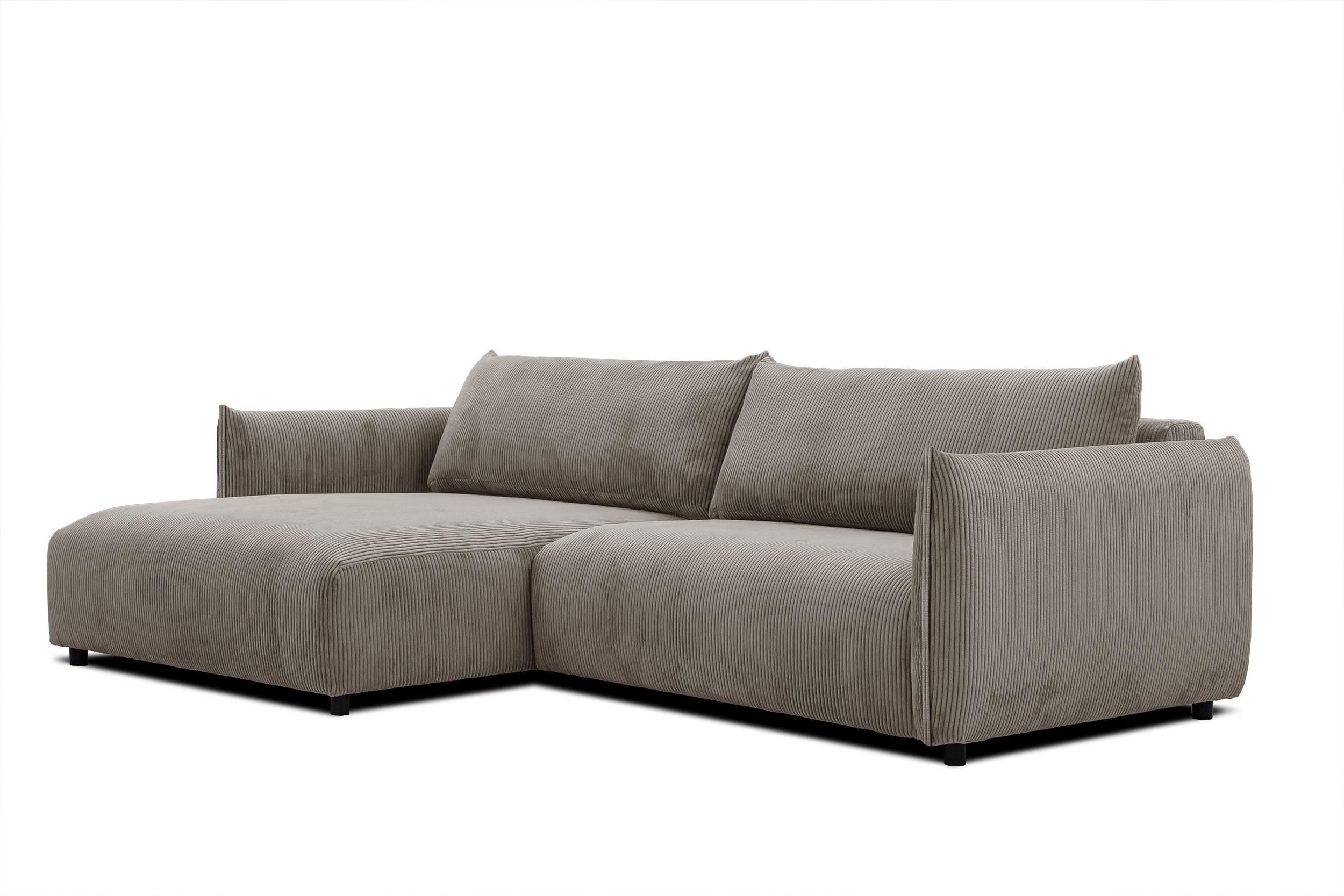 ECKSOFA TAUER 5-Sitzer, taupe - Taupe/Schwarz, Holzwerkstoff/Kunststoff (174/292cm) - Wozimo