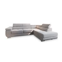 ECKSOFA APIRO R-S Creme Kordstoff mit Schlaffunktion - Silberfarben/Creme, Holz/Textil (276/202cm) - MASSENO