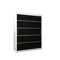SCHWEBETÜRENSCHRANK 200/150/62 2-türig - Silberfarben/Schwarz, Holz/Kunststoff (150/200/62cm) - MÖBEL KRYSPOL