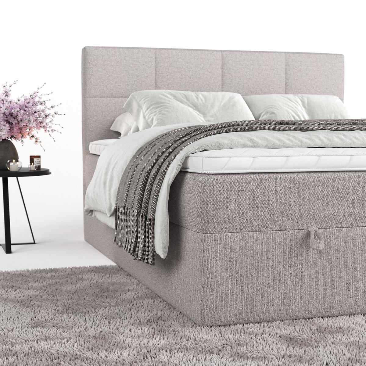 BOXBETT Velto 200/200 cm Beige im Riva Stoff - Beige/Schwarz, Holz/Holzwerkstoff (200/200cm) - AltaBeds