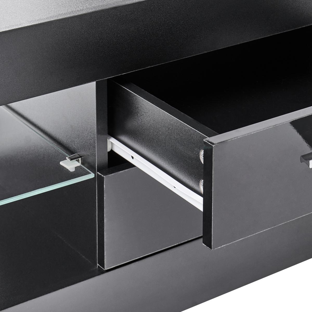 TV-MÖBEL Schwarz Esquimalt - Silberfarben/Schwarz, Holzwerkstoff (150/40/35cm) - Beliani