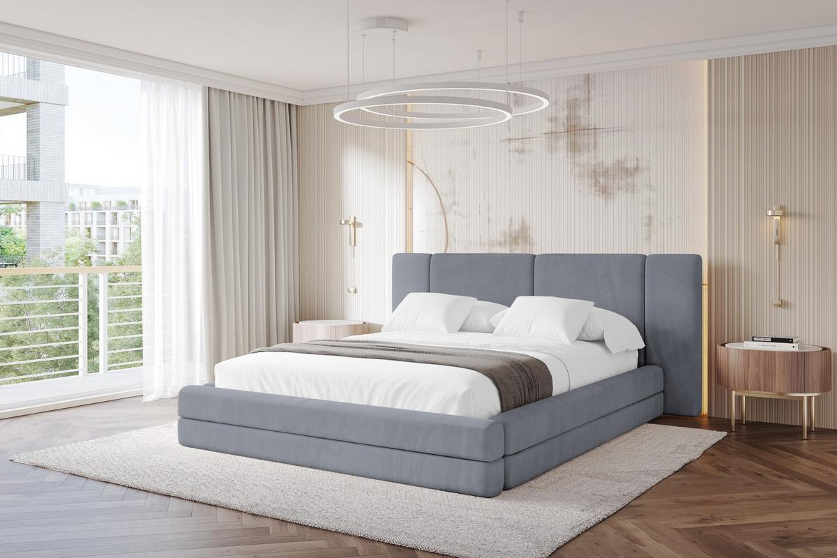 POLSTERBETT mit Bettkasten und Lattenrost, Bett mit Matratze H3/H4 - TEVO 140x200 Grau - Grau, Holzwerkstoff/Textil (140/200cm) - ALTDECOR
