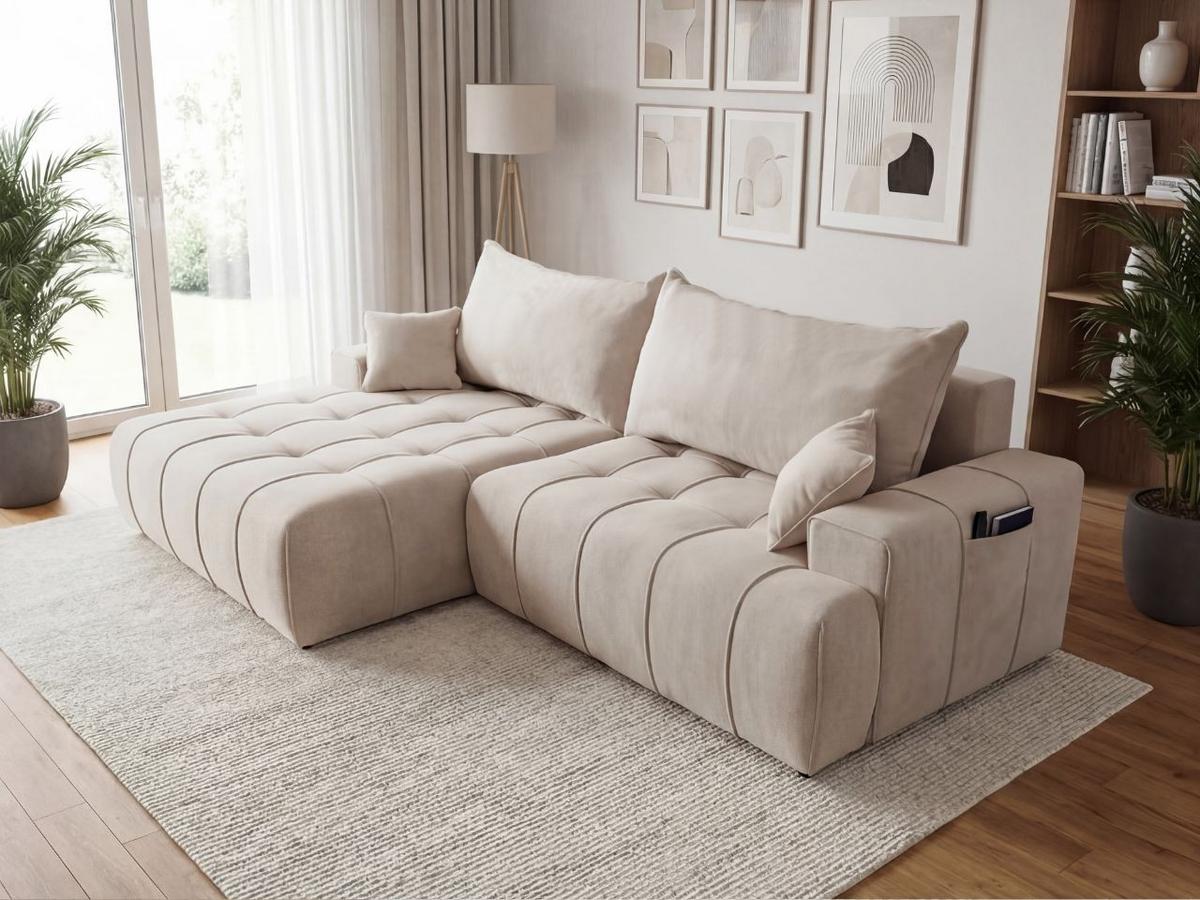 ECKSOFA Tulio Beige Links - Beige, Holz/Textil (270/165cm) - Graingold