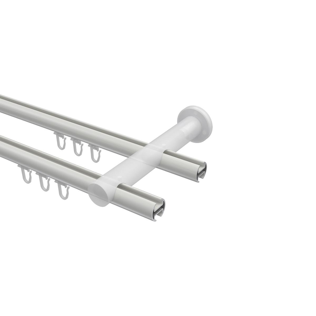 GARDINENSTANGE INNENLAUF Platon Tanara 100 cm, 2-läufig, 20 mm Ø Weiß - Chromfarben/Weiß, Metall (100cm) - INTERDECO