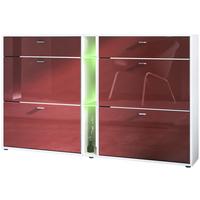 SCHUHSCHRANK Today Fronten in Bordeaux Hochglanz - Bordeaux, Holzwerkstoff (155.5/95/28cm) - Vladon