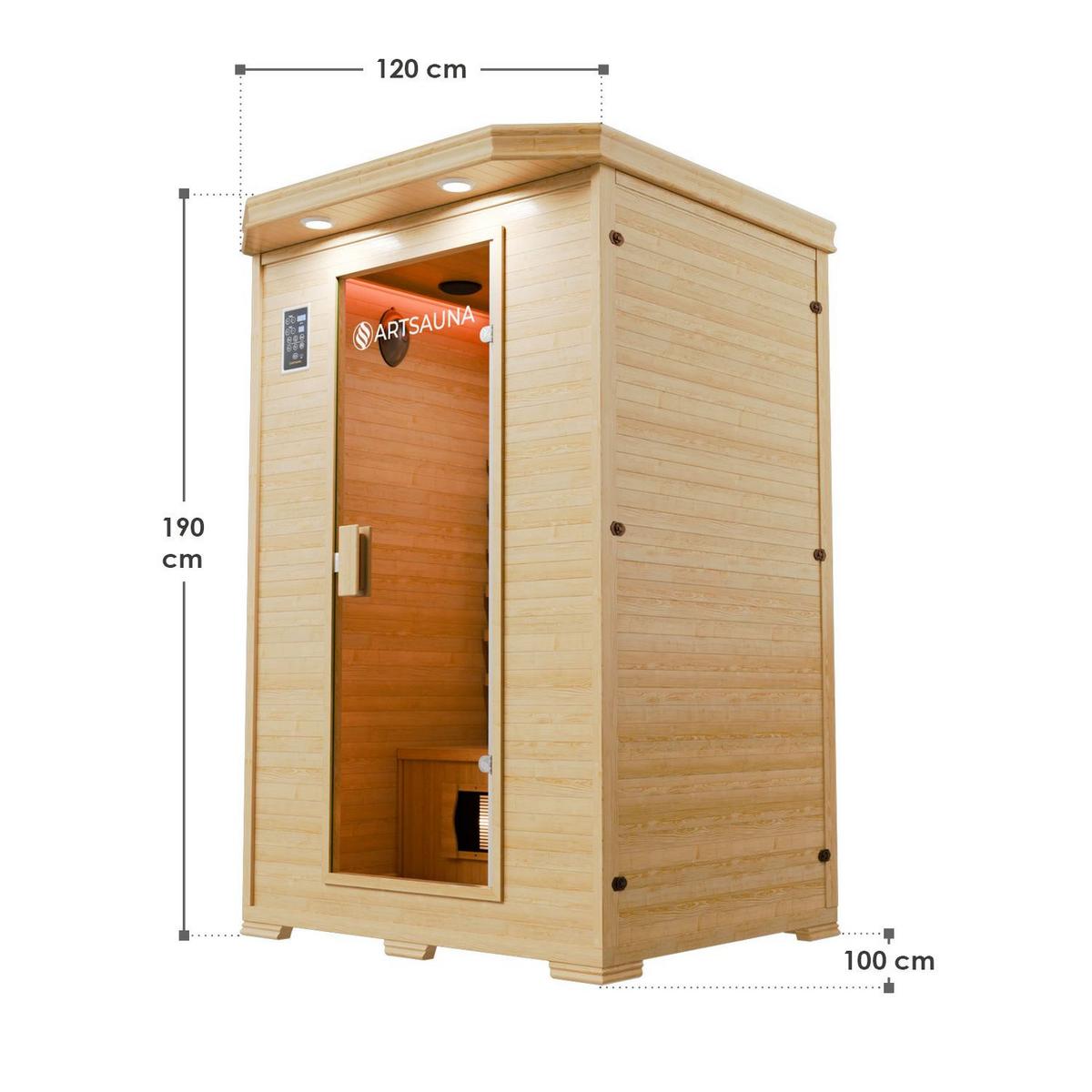 INFRAROTKABINE Oslo mit Vollspektrumstrahlern & Hemlockholz - Naturfarben, Holz (120/190/100cm) - Artsauna