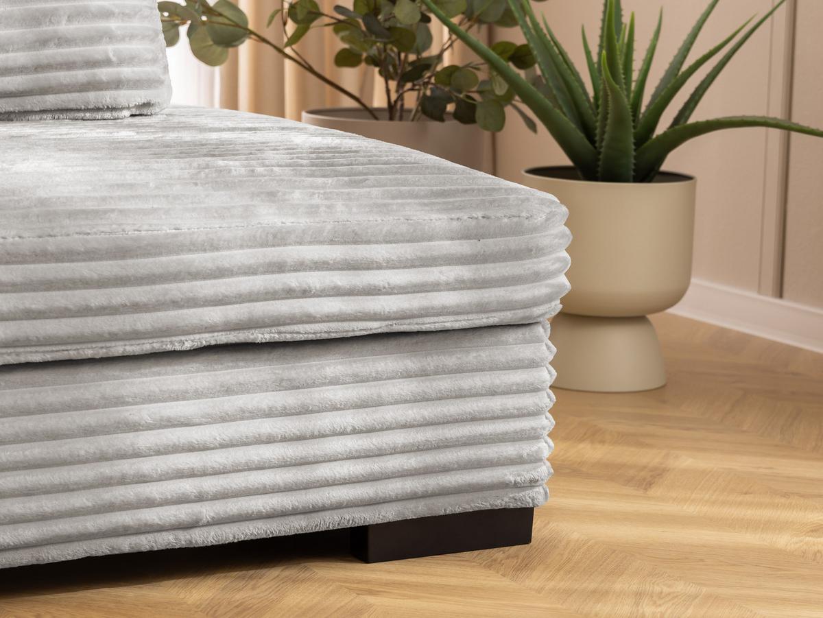 ECKSOFA Wolke mit tiefer Sitzfläche, Schlaffunktion und praktischem Bettkasten aus weichem Taupe Cordstoff - Taupe/Schwarz, Holz/Kunststoff (162/225cm) - S-Style