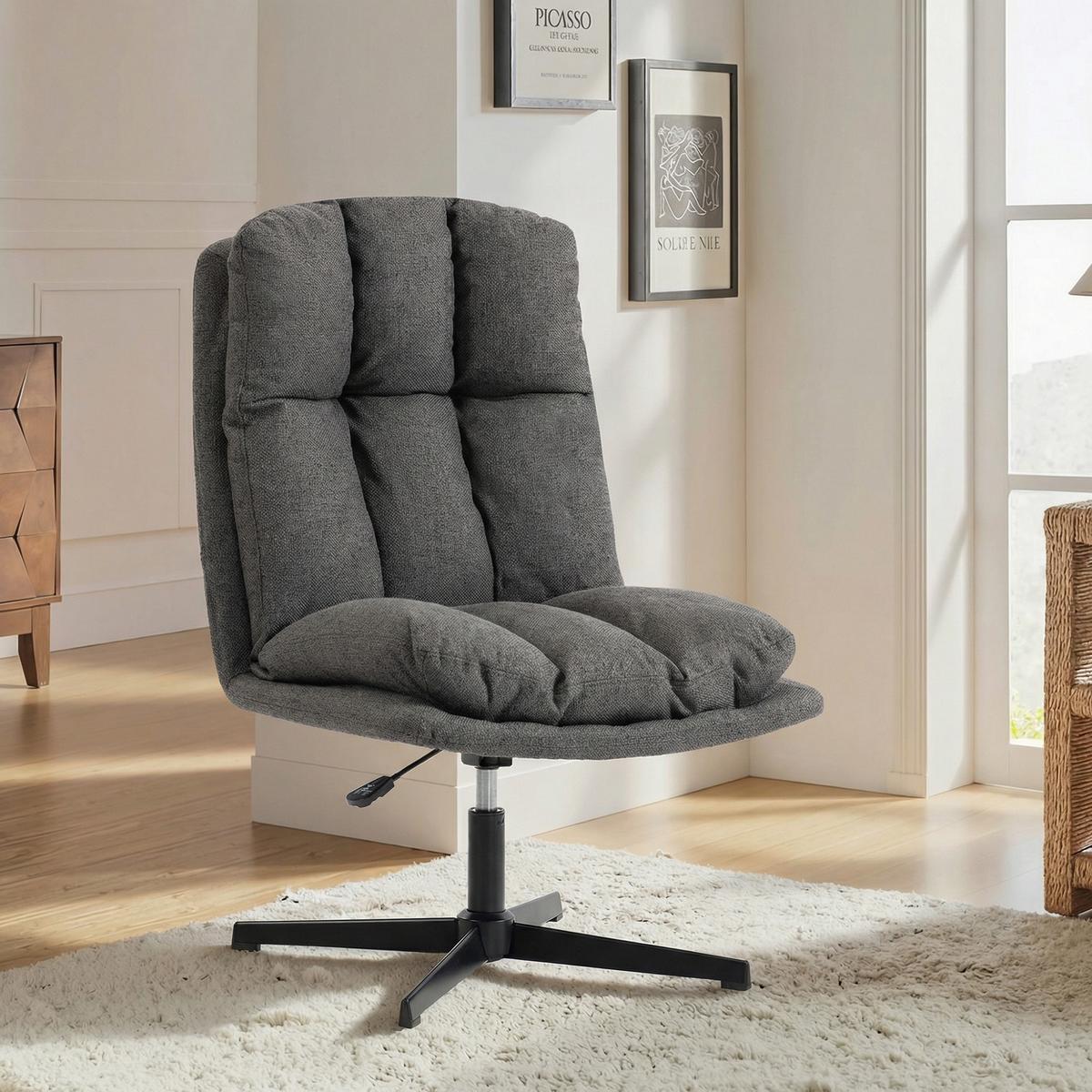 SESSEL höhenverstellbar aus Polyester Dunkelgrau - Dunkelgrau/Schwarz, Textil/Metall (63/102/75cm) - HOMCOM