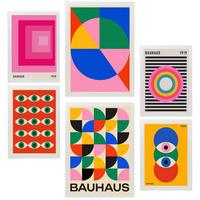 POSTER Set Mit 6 Bauhaus – Geometrische Formen In Leuchtenden Farben A3 & A4 Weißer Rahmen - Weiß, Papier (29/3cm) - Nacnic