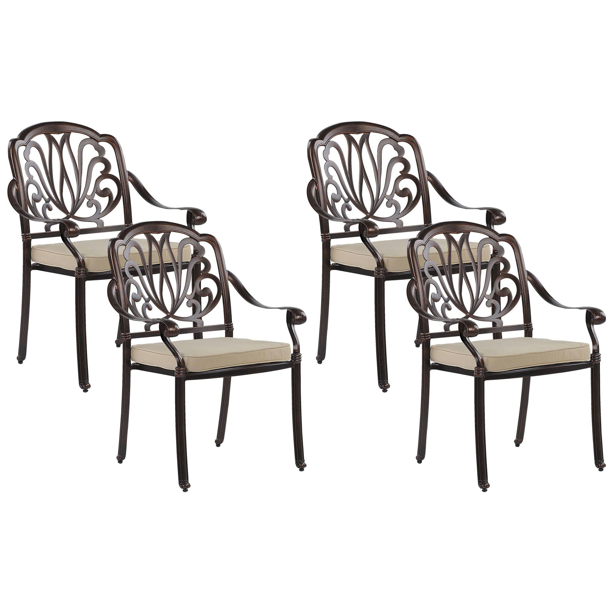 GARTENSTUHL 4er-Set Aluminium dunkelbraun Ancona - Dunkelbraun, Metall (68/97/65cm) - Beliani