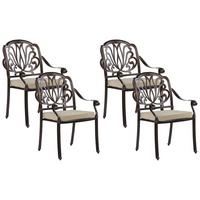 GARTENSTUHL 4er-Set Aluminium dunkelbraun Ancona - Dunkelbraun, Metall (68/97/65cm) - Beliani