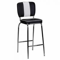 BARHOCKER Kunstleder Chromfuß Retro, Schwarz 40x38x110 cm - Silberfarben/Schwarz, Kunststoff/Textil (40/110/38cm) - KADIMA DESIGN