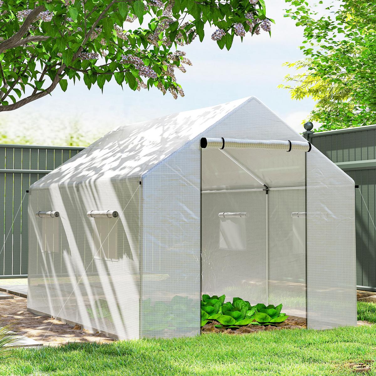 FOLIENTUNNEL Stahl PE Weiß - Weiß, Metall (200/200/300cm) - Outsunny