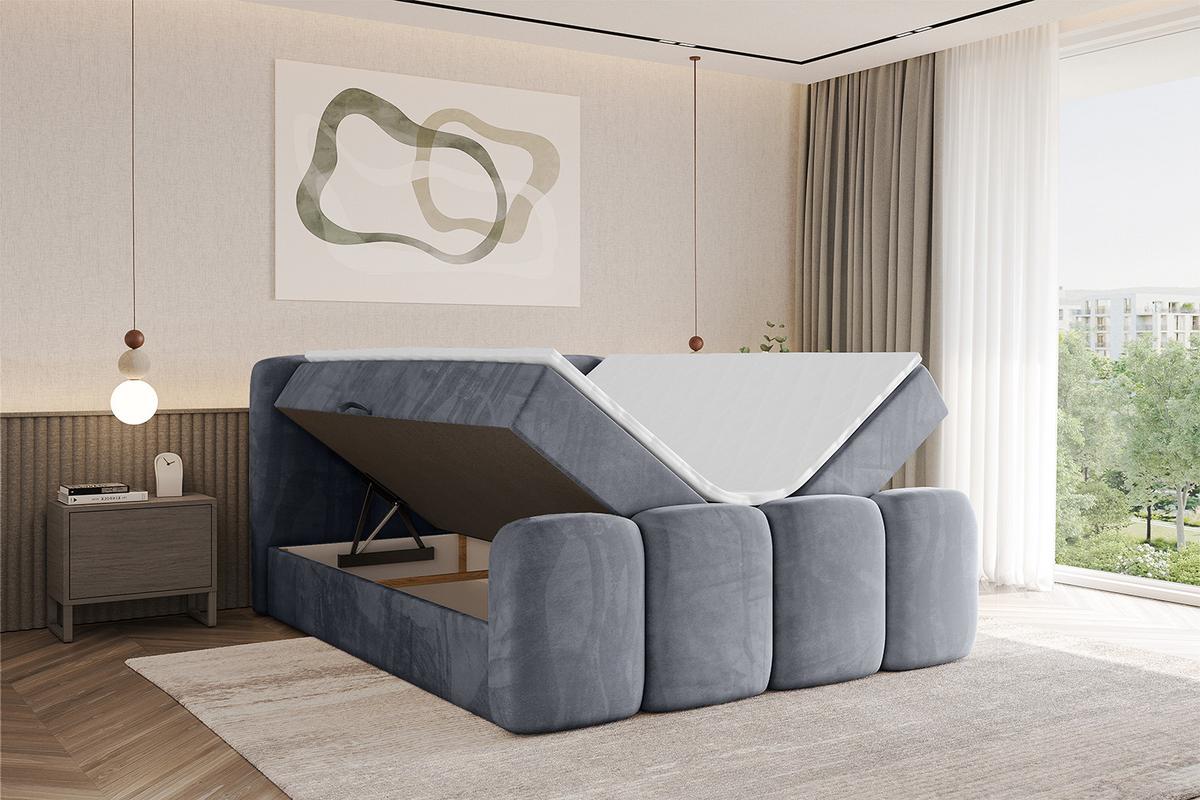 BOXBETT mit Matratze H4 und Lattenrost - NINA-Z - 140x200 cm - Grau - Anthrazit, Holzwerkstoff (140/200cm)