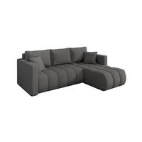 ECKSOFA mit Schlaffunktion Ottomane Rechts GARD-L 226x146x85 Grau Bouclé - Schieferfarben/Schwarz, Holzwerkstoff/Kunststoff (226/146cm) - ALTDECOR