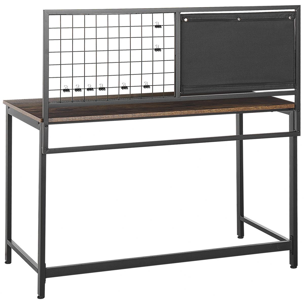SCHREIBTISCH dunkler Holzfarbton/schwarz 118/60/121 cm Vince - Schwarz, Holzwerkstoff (60/118/121cm) - Beliani