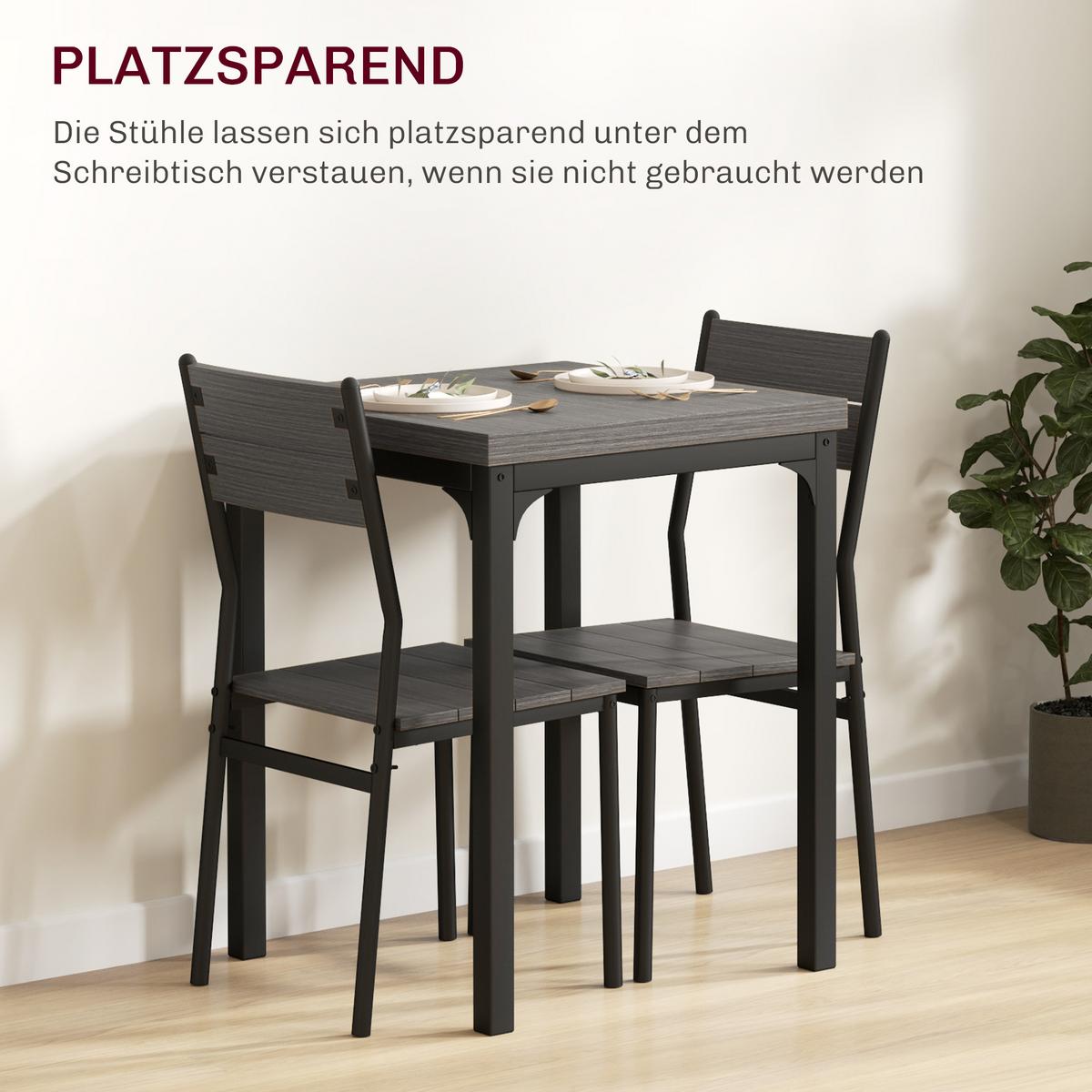 ESSGRUPPE MDF Metall Grau - Schwarz/Braun, Holzwerkstoff (60/76/60cm) - HOMCOM