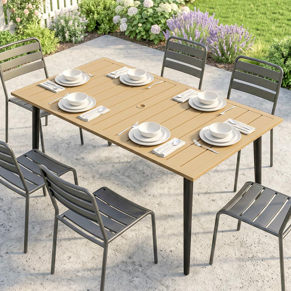 GARTENTISCH rechteckig 150/90/73 cm Braun - Braun, Metall (150/90/73cm) - Outsunny