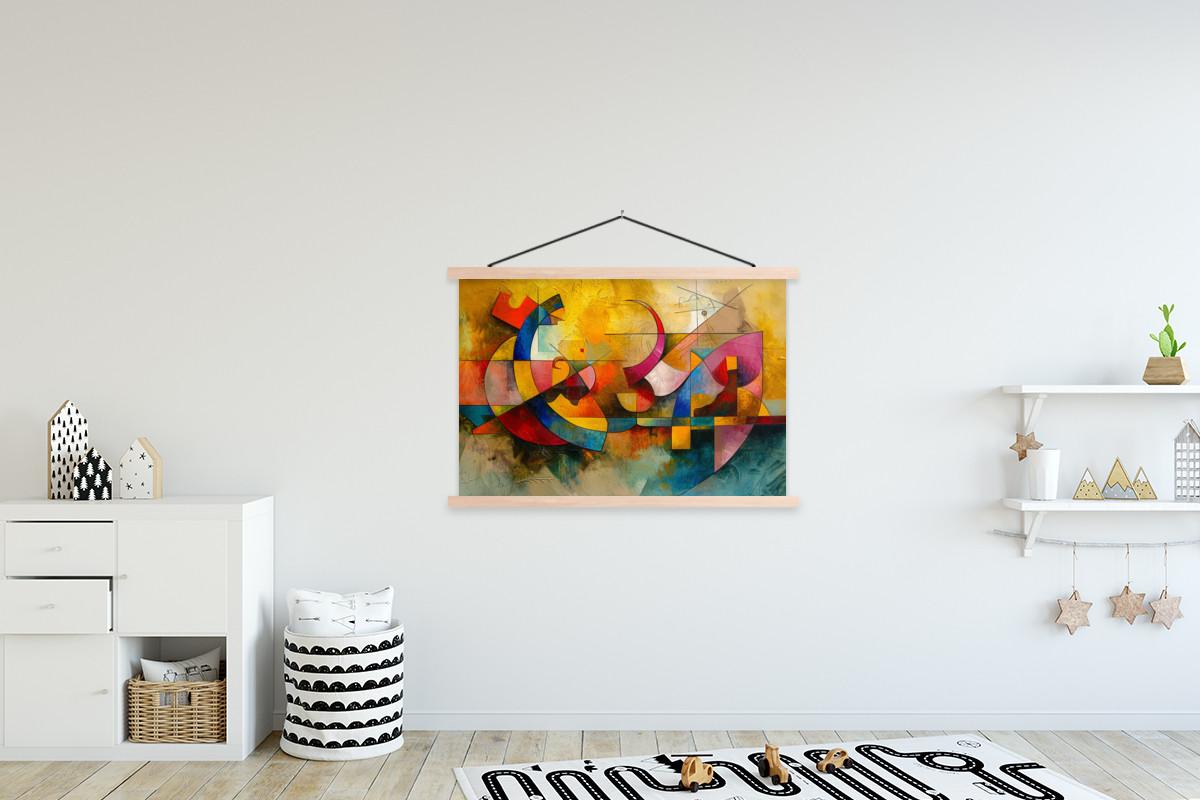 POSTER MIT MAGNETLEISTEN Kunst - Abstrakt - Modern Magnetleiste 120x80 cm - Gelb, Textil (120/80/0.15cm) - MuchoWow
